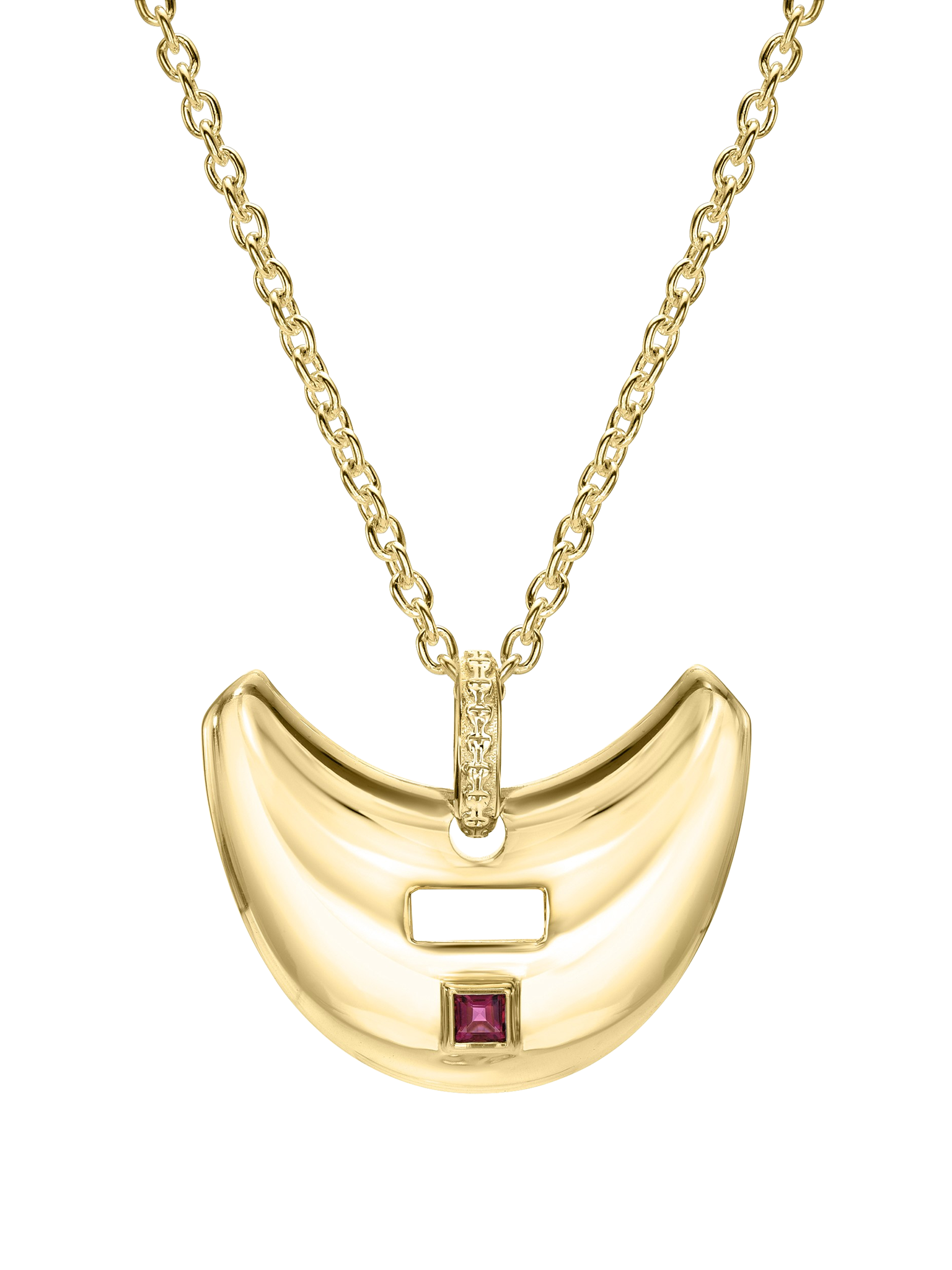 Saucer pendant with pink tourmaline